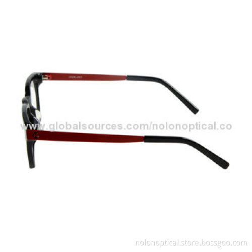 High-quality Lady Style Acetate Optical Frame in Black with Red Colors